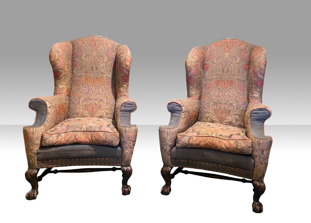 Pair of large wingback armchairs  View VI