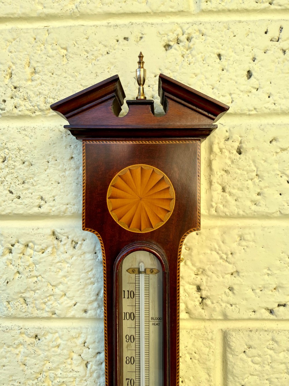 Antique Inlaid Magogany Banjo Barometer  View II