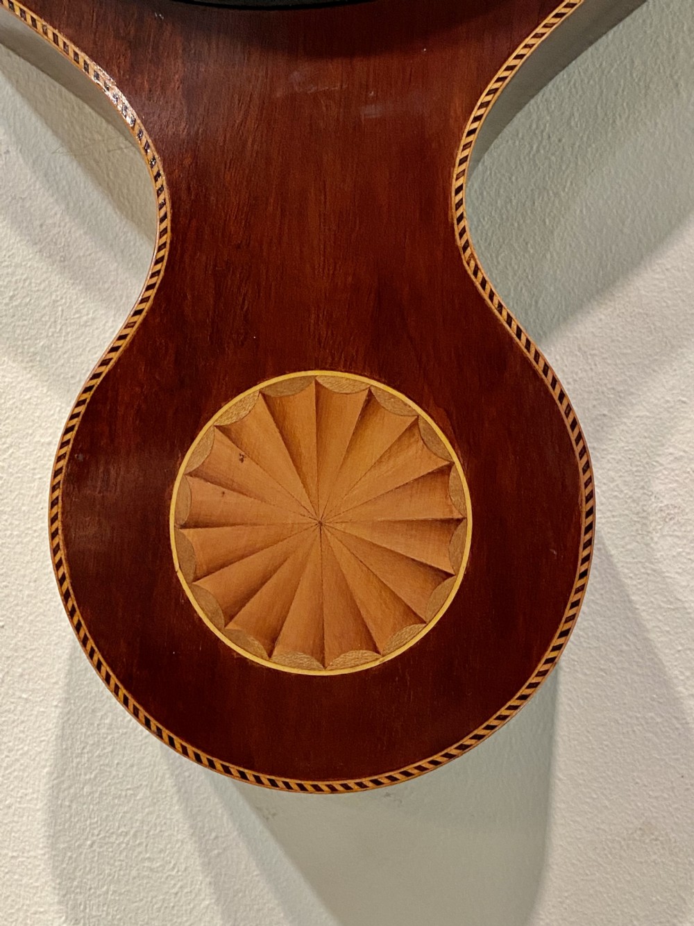 Antique Inlaid Magogany Banjo Barometer  View V