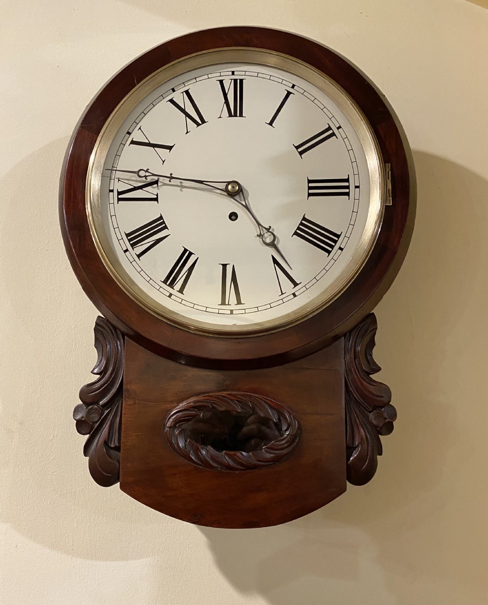 Antique Regency drop dial Fusee wall clock View II
