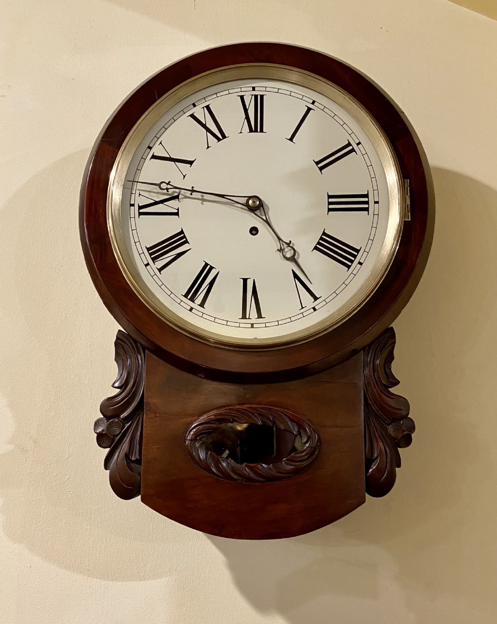Antique Regency drop dial Fusee wall clock