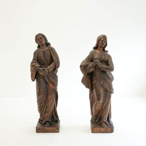 Pair of 18th Century Carved Oak Figures