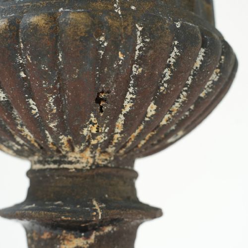 PAIR OF CAST IRON CAMPANA URNS ON PLINTHS - ADDITIONAL PHOTO 3