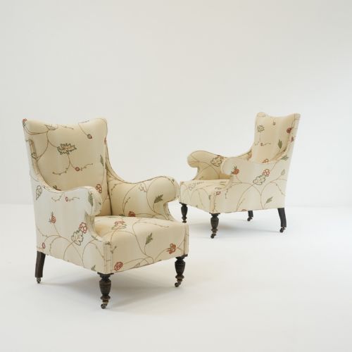 PAIR OF VICTORIAN CREWELWORK ARMCHAIRS