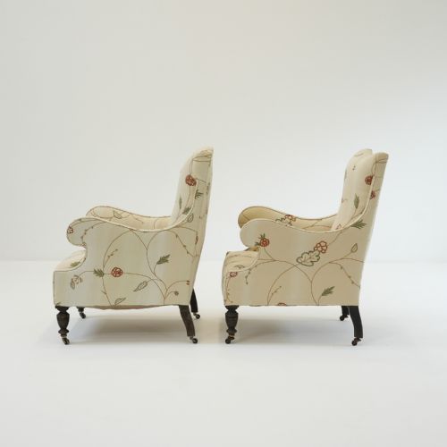 PAIR OF VICTORIAN CREWELWORK ARMCHAIRS - ADDITIONAL PHOTO 4