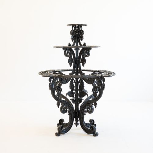 VICTORIAN BLACK CAST IRON THREE TIER PLANT STAND - ADDITIONAL PHOTO 1