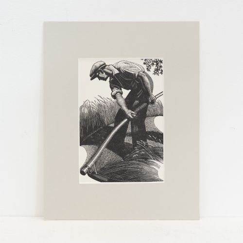 Clare Leighton (1898–1989) – 'The Scyther', 1935 Wood Engraving from Four Hedges, Mounted