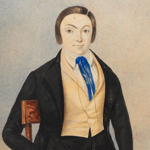 PAIR OF MID19TH CENTURY AMERICAN SCHOOL FOLK ART PORTRAITS - ADDITIONAL PHOTO 4