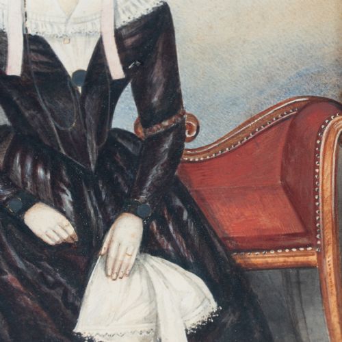 PAIR OF MID19TH CENTURY AMERICAN SCHOOL FOLK ART PORTRAITS - ADDITIONAL PHOTO 6