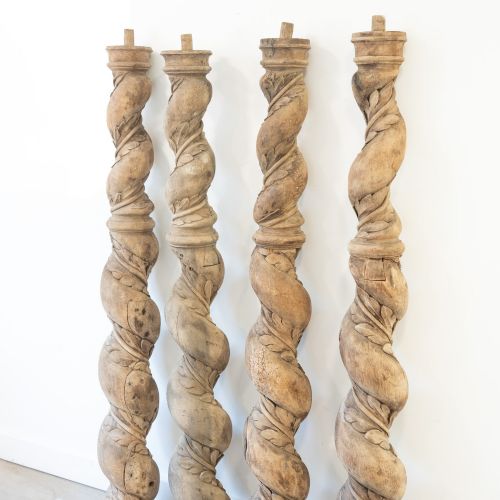 fig 1. Set of Four Continental 18th Century Poplar Wrythen Columns, circa 1740–1780