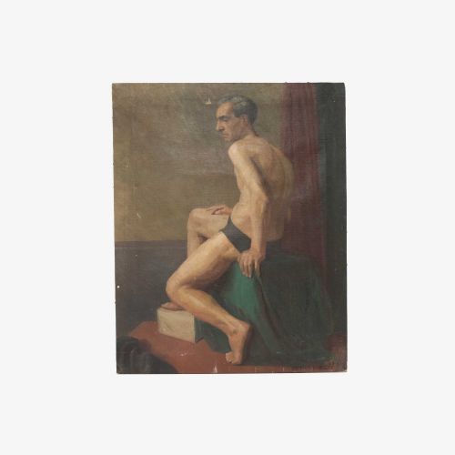 	Mid-century Male Life Study by Patricia F. Arnett, Signed and Dated 1943.