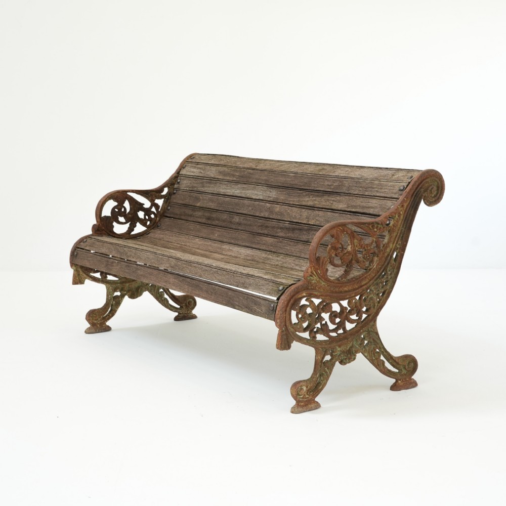 Victorian Oak and Cast Iron Garden Bench