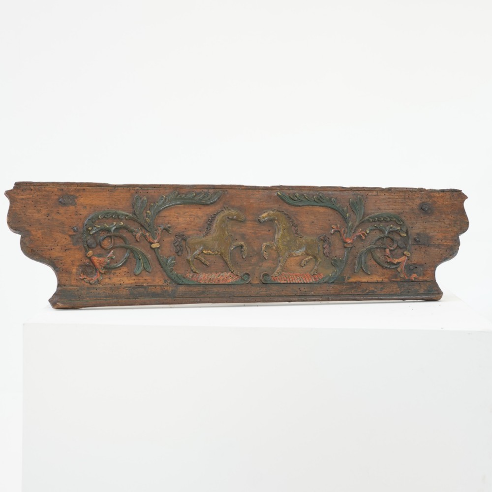 Carved 19th Century Dutch Wooden Cart Fragment