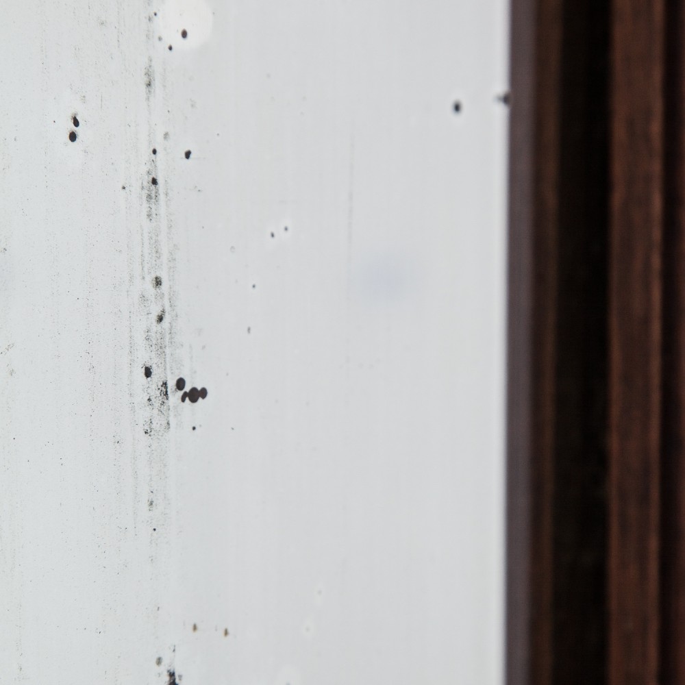 A tall rectangular 19th-century mirror featuring a dark brown moulded walnut wood frame. View IV