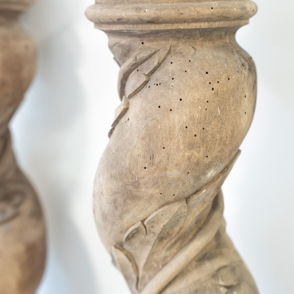 Set of Four Continental 18th Century Poplar Wrythen Columns, circa 1740–1780 View VIII