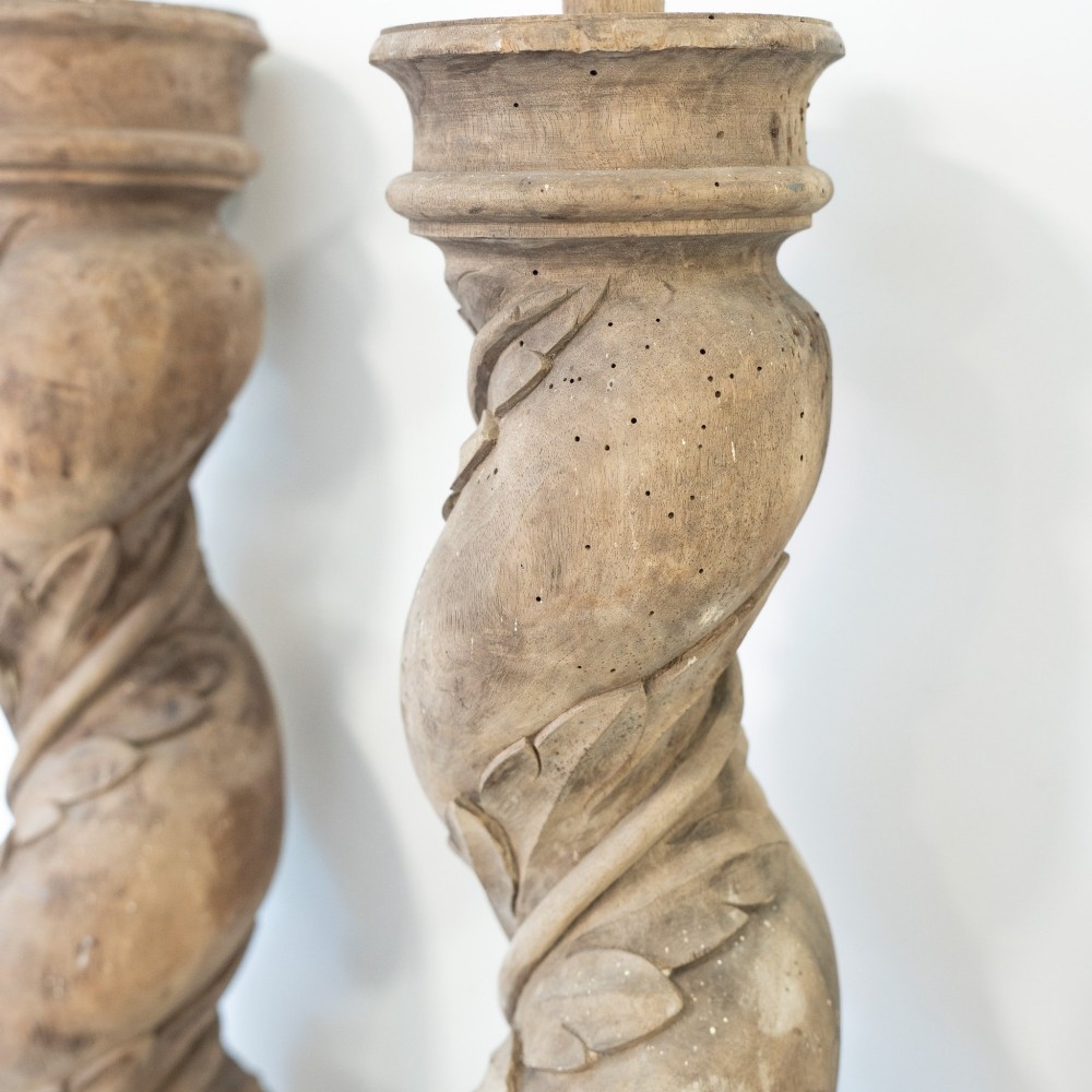 Set of Four Continental 18th Century Poplar Wrythen Columns, circa 1740–1780 View X