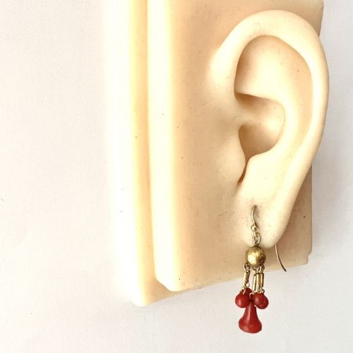 VICTORIAN CORAL BELL 15CT GOLD EARRINGS - ADDITIONAL PHOTO 5