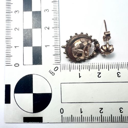 RESERVED FOR T TO 19 JUNE VICTORIAN 1880S FLEUR DE LIS EARRINGS IN 9CT GOLD - ADDITIONAL PHOTO 6