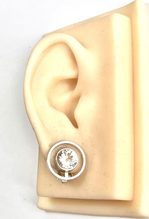 VINTAGE SILVER AND ROCK CRYSTAL MODERNIST EAR CLIPS BY NIELS ERIK FROM - ADDITIONAL PHOTO 6