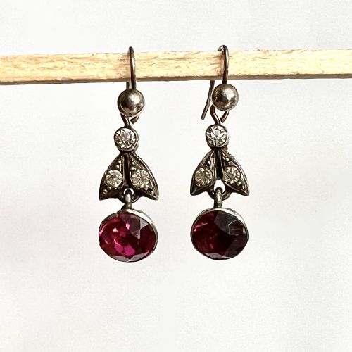 VICTORIAN OLD CUT RUBY PASTE DROP EARRINGS - ADDITIONAL PHOTO 3