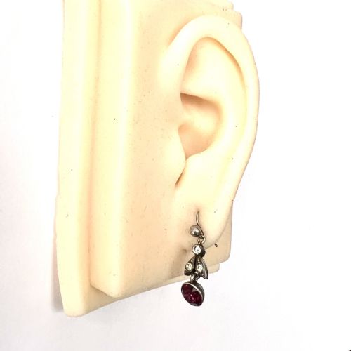 VICTORIAN OLD CUT RUBY PASTE DROP EARRINGS - ADDITIONAL PHOTO 6
