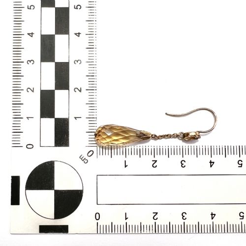 EDWARDIAN 9CT GOLD CITRINE TEARDROP EARRINGS - ADDITIONAL PHOTO 6