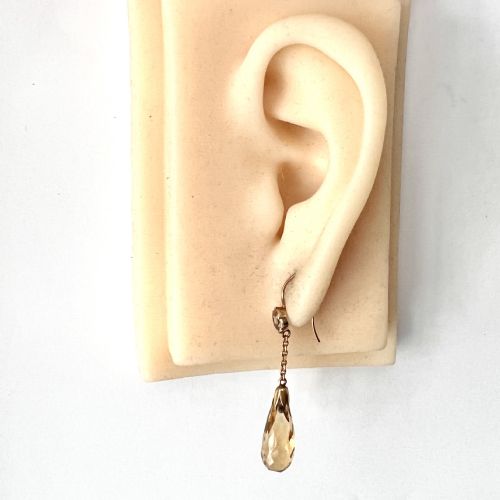 EDWARDIAN 9CT GOLD CITRINE TEARDROP EARRINGS - ADDITIONAL PHOTO 7