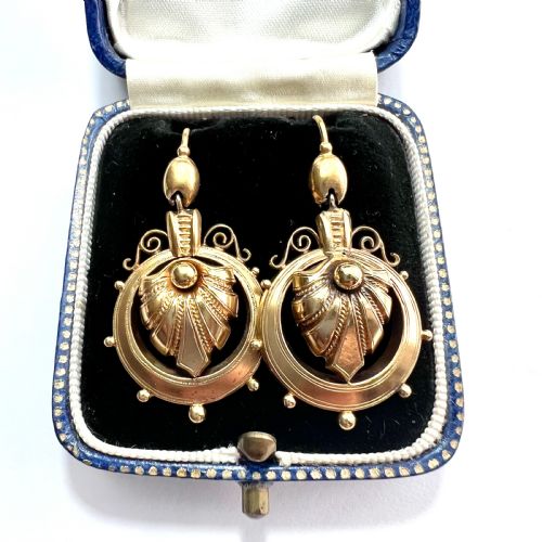 VICTORIAN 18CT GOLD ACANTHUS EARRINGS - ADDITIONAL PHOTO 5