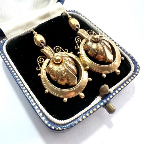 VICTORIAN 18CT GOLD ACANTHUS EARRINGS - ADDITIONAL PHOTO 6