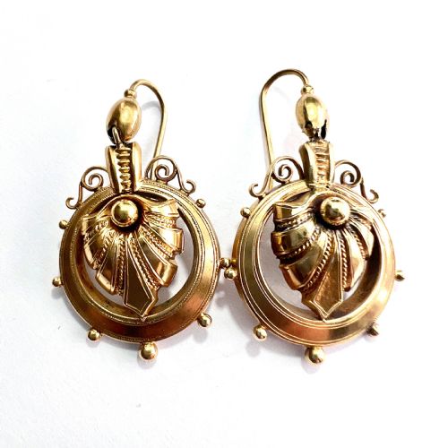 VICTORIAN 18CT GOLD ACANTHUS EARRINGS - ADDITIONAL PHOTO 10