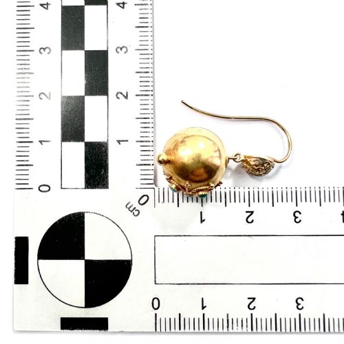 RESERVED FOR DR TO 1 AUG VICTORIAN HIGH CARAT GOLD TURQUOISE ORB EARRINGS - ADDITIONAL PHOTO 6