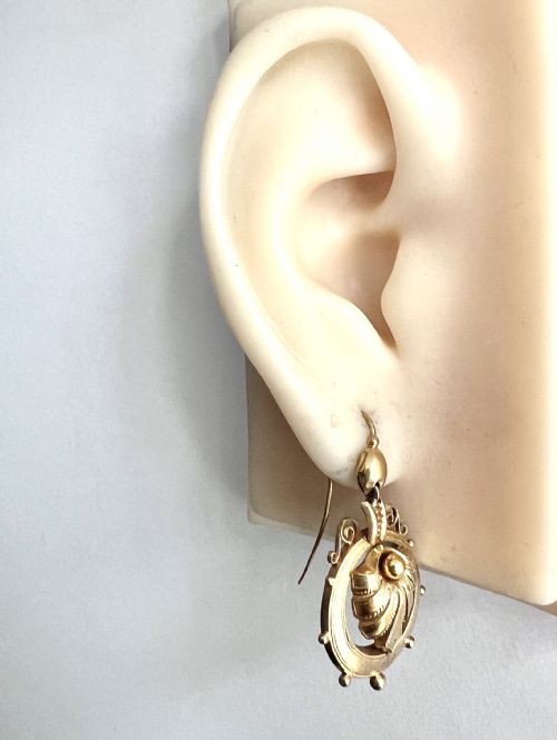 VICTORIAN 18CT GOLD ACANTHUS EARRINGS - ADDITIONAL PHOTO 13