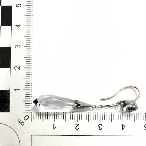 EDWARDIAN 9CT GOLD AND SILVER ROCK CRYSTAL CHAIN DROP EARRINGS - ADDITIONAL PHOTO 5