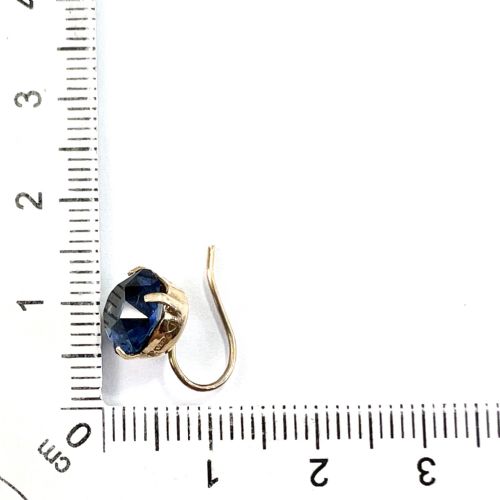 VINTAGE 9CT GOLD PASTE SAPPHIRE DORMEUSE EARRINGS - ADDITIONAL PHOTO 5