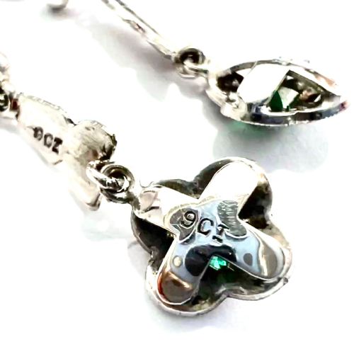 RESERVED ART DECO 9CT WHITE GOLD EMERALD PASTE EARRINGS - ADDITIONAL PHOTO 4