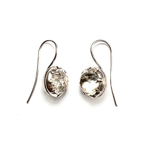 LARGE GEORGIAN SILVER PASTE SOLITAIRE DORMEUSE EARRINGS - ADDITIONAL PHOTO 5