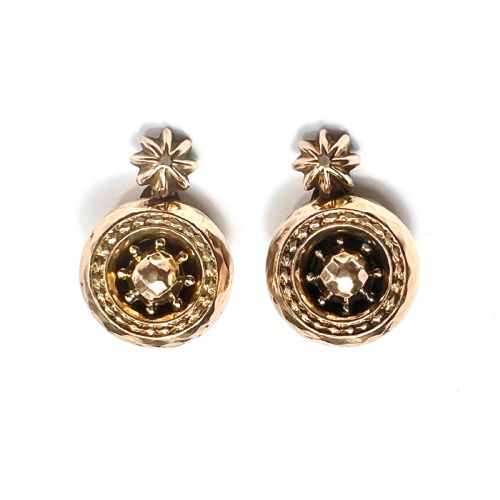 victorian goldcased star target ear clips - CATEGORY: ANTIQUE JEWELLERY - DATED VICTORIAN