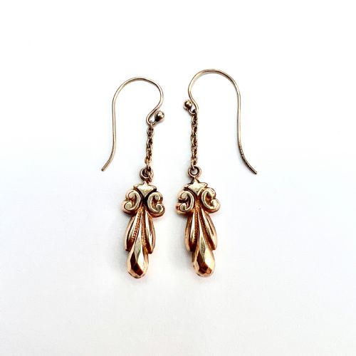 ANTIQUE 9CT GOLD CHAIN DROP EARRINGS - ADDITIONAL PHOTO 1