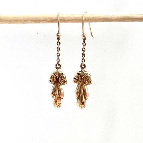ANTIQUE 9CT GOLD CHAIN DROP EARRINGS - ADDITIONAL PHOTO 3