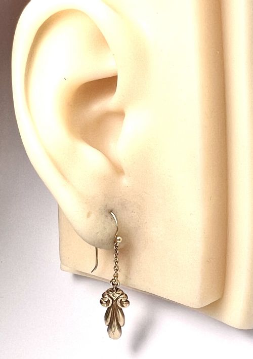 ANTIQUE 9CT GOLD CHAIN DROP EARRINGS - ADDITIONAL PHOTO 5