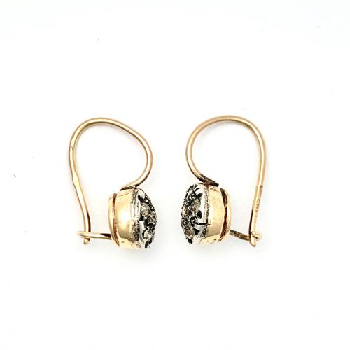 VINTAGE ROSE CUT DIAMOND CLUSTER EARRINGS IN 14CT GOLD - ADDITIONAL PHOTO 2