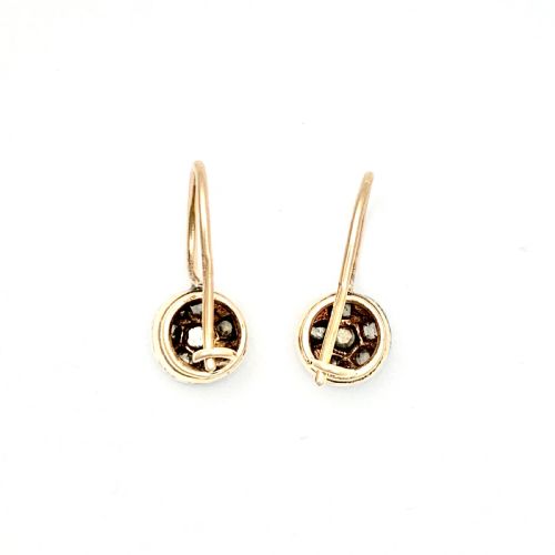 VINTAGE ROSE CUT DIAMOND CLUSTER EARRINGS IN 14CT GOLD - ADDITIONAL PHOTO 4