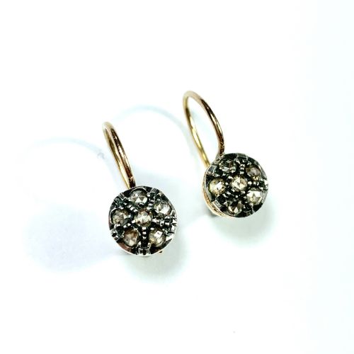 VINTAGE ROSE CUT DIAMOND CLUSTER EARRINGS IN 14CT GOLD - ADDITIONAL PHOTO 5