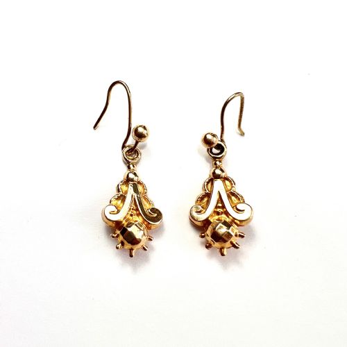 ANTIQUE 9CT GOLD ETRUSCAN STYLE DROP EARRINGS - ADDITIONAL PHOTO 2