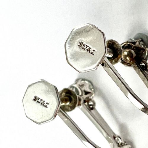 ART DECO ZIRCON 9CT WHITE GOLD SCREWBACK EARRINGS - ADDITIONAL PHOTO 4