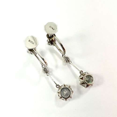 ART DECO ZIRCON 9CT WHITE GOLD SCREWBACK EARRINGS - ADDITIONAL PHOTO 6