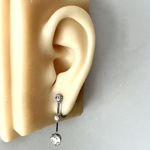 ART DECO ZIRCON 9CT WHITE GOLD SCREWBACK EARRINGS - ADDITIONAL PHOTO 7