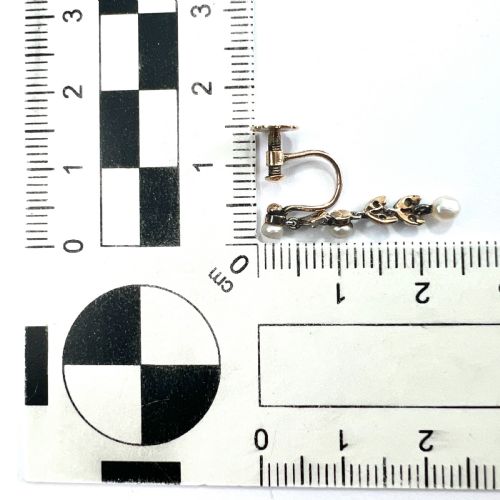 EDWARDIAN DIAMOND AND PEARL SILVER AND GOLD SCREWBACK EARRINGS - ADDITIONAL PHOTO 8