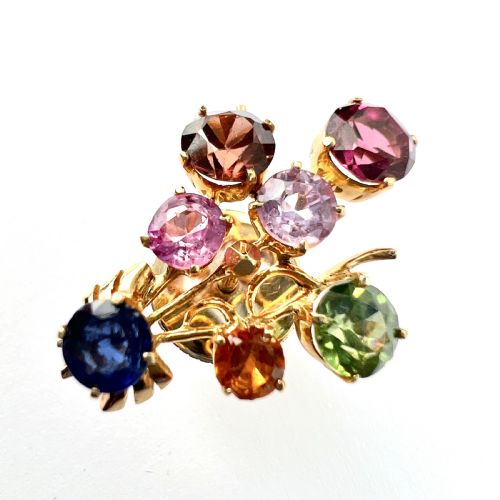 RESERVED VINTAGE GOLD SRI LANKAN TUTTI FRUTTI GEMSTONE EARRINGS - ADDITIONAL PHOTO 2