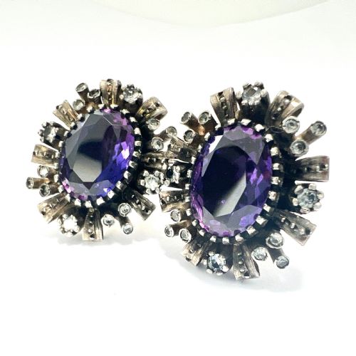 CORUNDUM AND SPINEL 18CT GOLD AND SILVER EARRINGS AND RING - ADDITIONAL PHOTO 2